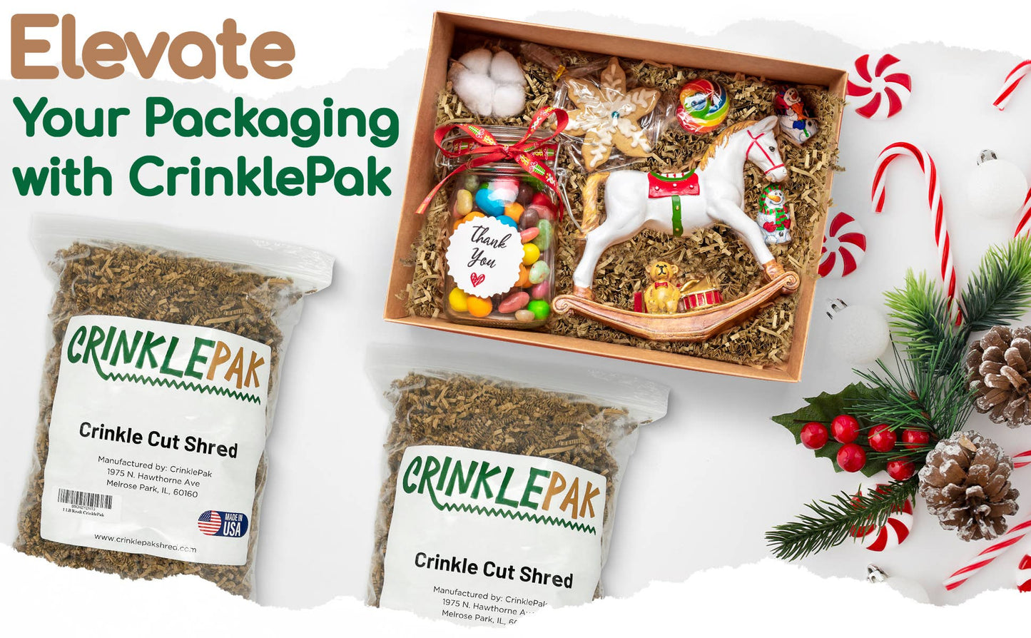Dark Green Crinkle Cut Basket Filler