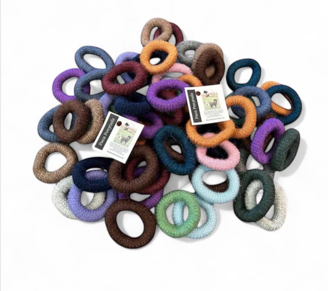 Knit Alpaca Ponytail Hair Ties Assorted Colors ~ USA Made