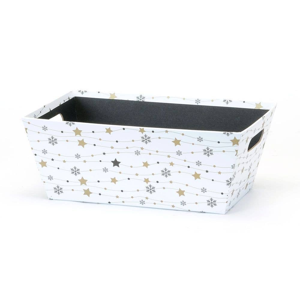 MED RECT TRAY GOLD AND BLACK STARS AND SNOWFLAKES